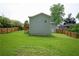 Large backyard with a fire pit, a well-maintained lawn, and a wooden privacy fence at 963 Turner Se Dr, Smyrna, GA 30080