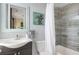 Well-lit bathroom with modern fixtures, stylish vanity, and a shower-tub combination at 328 Brownstones Cir, Atlanta, GA 30312