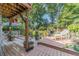 Relaxing deck area with comfortable lounge chairs, potted plants, and ambient lighting, perfect for outdoor living at 4105 Vicksburg Dr, Lawrenceville, GA 30044