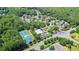 Aerial view showcases community amenities including a swimming pool and tennis courts at 3812 Mine Creek Ln, Marietta, GA 30062