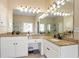 Elegant bathroom with dual vanities, granite countertops, and a large mirror at 3812 Mine Creek Ln, Marietta, GA 30062