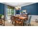 Formal dining room featuring a large window, hardwood table and decorative lighting at 6380 Bannerhorn Run, Alpharetta, GA 30005