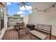 Outdoor living space with dining area, bench seating, and string lights overhead is perfect for entertaining at 183 Cleveland # B, Atlanta, GA 30316