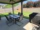 Covered patio with outdoor seating and grill, overlooking the backyard with privacy fence at 5290 Hidden Valley Ln, Cumming, GA 30028