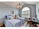 Charming bedroom with two twin beds, a chandelier, and a shuttered window at 510 Elgaen Ct, Roswell, GA 30075