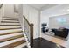 Basement entryway features a staircase and living area with dark wood floors at 5504 Cameron Parc Dr, Alpharetta, GA 30022