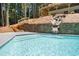 A stunning pool and waterfall feature create a luxurious outdoor oasis at 9025 Huntcliff Trce, Atlanta, GA 30350