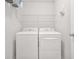 Laundry room showcasing a new washer, dryer, and storage shelves at 1890 Owens Trl, Rex, GA 30273