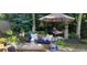 Inviting backyard patio with wicker furniture, perfect for enjoying a relaxing outdoor setting at 4385 Pinehollow Court Ct, Alpharetta, GA 30022