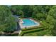 Aerial view showcasing the community pool and lounging area at 1410 Kingfield Dr, Johns Creek, GA 30005
