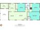 Detailed floor plan highlighting room dimensions and layout of the home at 434 Terrace Sw Dr, Smyrna, GA 30082