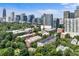 Stunning aerial view showcasing the community's lush green surroundings with the city skyline in the background at 273 12Th Ne St # 111, Atlanta, GA 30309