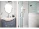 Well-lit bathroom showcases vanity with vessel sink and spacious glass-enclosed shower at 2411 Fair Lane Ln, Decatur, GA 30032