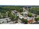 Aerial view featuring the town's business district and lush greenery, providing a serene neighborhood atmosphere at 135 Emerald Ln, Roswell, GA 30075