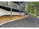 Backyard with patio area, lawn, and natural landscaping at 135 Emerald Ln, Roswell, GA 30075