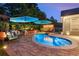 Serene backyard featuring an in-ground pool, patio, pergola, seating, and professionally landscaped grounds at 6430 Banbury Se Ct, Mableton, GA 30126