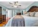 Spacious main bedroom with hardwood floors and a decorative, upholstered headboard at 22107 Harvest Ridge Lane # 22, Alpharetta, GA 30022
