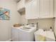Functional laundry room features a washer, dryer, sink, and ample storage space at 3030 Larkspur Ct, Cumming, GA 30041