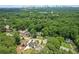 An aerial shot highlights the home's setting amongst lush greenery with distant views of the city skyline at 656 S Elizabeth Nw Pl, Atlanta, GA 30318