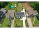 An aerial view showcases the home's landscaped yard, complemented by an inviting blue above ground swimming pool at 656 S Elizabeth Nw Pl, Atlanta, GA 30318