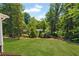 Beautiful backyard features a lush lawn and mature trees at 230 Thistlewood Ln, Roswell, GA 30075