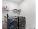 This laundry room features a washer and dryer, along with shelving for storage solutions at , Conyers, GA 30012
