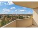 Balcony view with lush trees and building, under beautiful blue sky and clouds at 1501 Clairmont Rd # 1731, Decatur, GA 30033