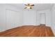 Comfortable bedroom features a ceiling fan and spacious closet at 1501 Clairmont Rd # 1731, Decatur, GA 30033
