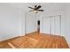 Spacious bedroom features a ceiling fan and large closet at 1501 Clairmont Rd # 1731, Decatur, GA 30033