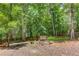 Cozy backyard fire pit area surrounded by mature trees, perfect for relaxing evenings at 2748 Hidden Falls Dr, Buford, GA 30519