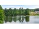 Scenic pond view reflecting surrounding trees and sky, offering a peaceful and picturesque setting within the community at 904 Sundown Pt, Villa Rica, GA 30180