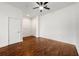 Open concept living area with hardwood floors and ceiling fan at 425 Chapel Sw St # 1211, Atlanta, GA 30313