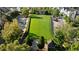 Scenic green space aerial view shows meticulously maintained lawn, landscaping, and convenient parking at 6820 Colfax Ave, Cumming, GA 30040