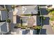Aerial view of the property, displaying the layout, backyard patio, and surrounding neighborhood at 6820 Colfax Ave, Cumming, GA 30040
