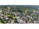 Expansive aerial view showcases the neighborhood's lush landscaping, pool, tennis courts, and proximity to Vickery Village at 6820 Colfax Ave, Cumming, GA 30040