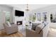 Bright living room showcasing fireplace, neutral furniture, and large windows at 6820 Colfax Ave, Cumming, GA 30040