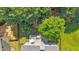Aerial view of a home features a patio area with furniture and a fenced backyard at 290 Prescott Dr, Acworth, GA 30101
