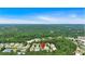 Aerial view shows the property situated among tree-lined streets and lush greenery at 290 Prescott Dr, Acworth, GA 30101
