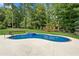 A beautiful kidney-shaped pool and spa are surrounded by manicured lawn and mature trees at 6455 Darely Ct, Cumming, GA 30040