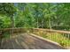 Wooden back deck overlooking a lush, green backyard with surrounding trees at 786 Mitsy Pt, Marietta, GA 30068