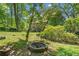 A peaceful backyard setting with a fire pit and lush greenery at 786 Mitsy Pt, Marietta, GA 30068