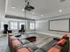 Finished home theater with a large projector screen and gray plank flooring at 2871 Hosch Valley Rd, Buford, GA 30519