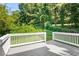 Back deck with wooden deck flooring, white railings, and a view of the backyard at 4292 Hurt Bridge Rd, Cumming, GA 30028