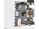3D floorplan showcasing the layout of the living area, kitchen, bedrooms, and balcony and stairs, offering the flow of the house at 30 5Th Ne St # 1010, Atlanta, GA 30308