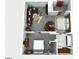 Second floor floorplan with furniture layout and spiral staircase at 30 5Th Ne St # 1010, Atlanta, GA 30308