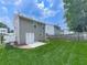 The backyard features a large grassy area, a patio, and a privacy fence at 232 Oconee Way, Canton, GA 30114