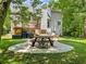 Backyard view with picnic table, grilling area, deck, and grassy area at 5020 Bayberry Dr, Cumming, GA 30040