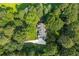 Overhead view of home nestled among lush, mature trees providing privacy and shade at 207 Lees Lake Rd, Fayetteville, GA 30214