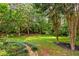 Spacious backyard with lush green grass, mature trees, and classic fencing at 207 Lees Lake Rd, Fayetteville, GA 30214