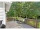 Deck with wood railings, greenery and view of backyard at 207 Lees Lake Rd, Fayetteville, GA 30214